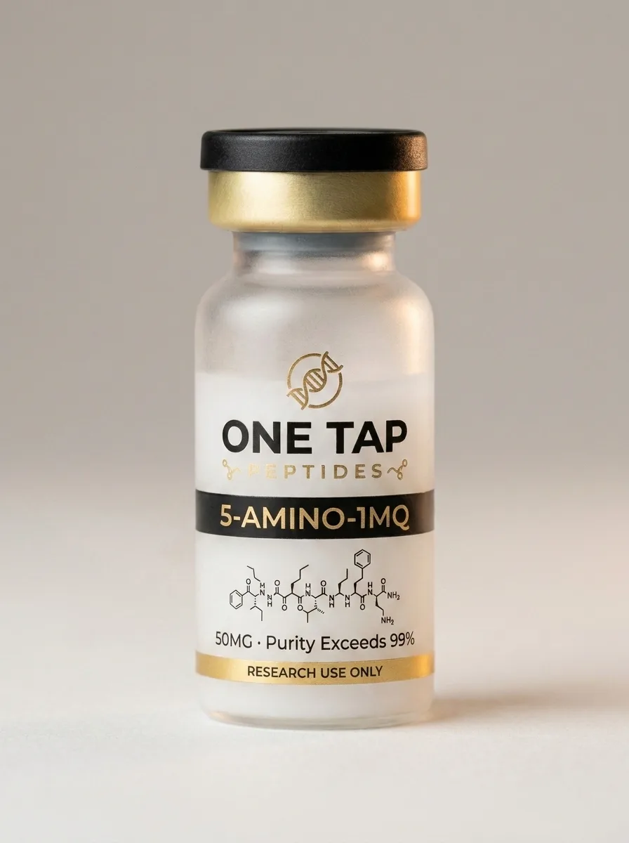5-Amino-1MQ research peptide vial — One Tap Peptides