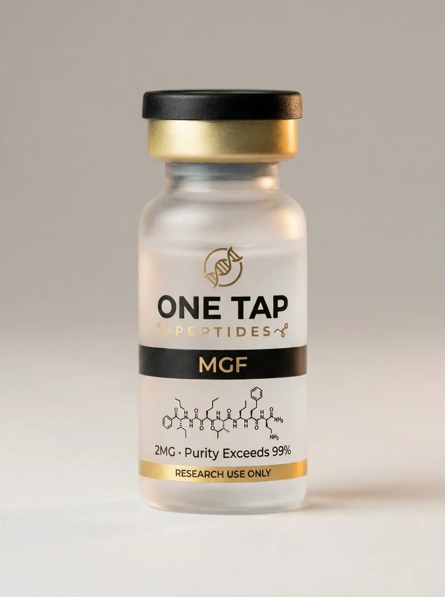 MGF research peptide vial — One Tap Peptides