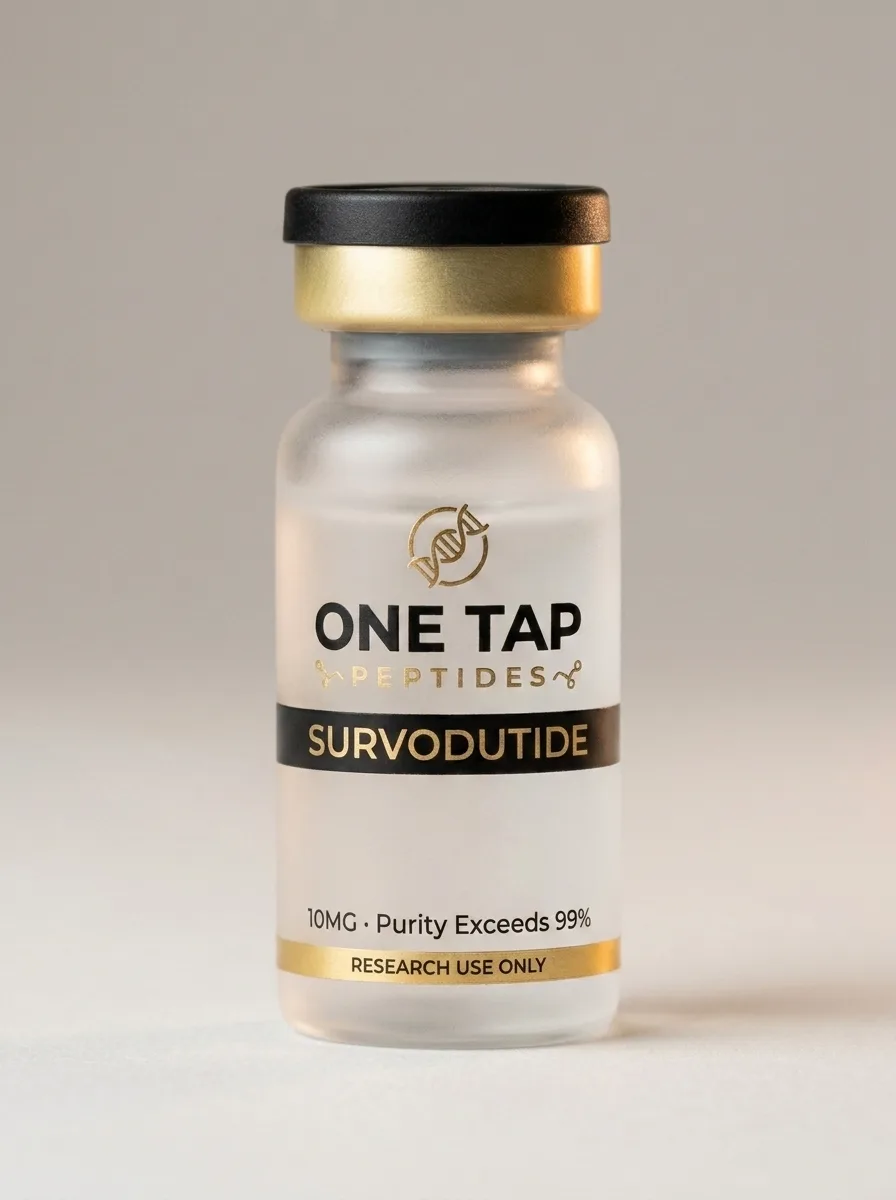 Survodutide research peptide vial — One Tap Peptides